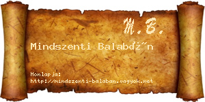 Mindszenti Balabán névjegykártya